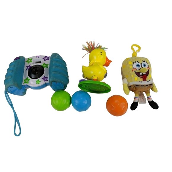 A variety of children's toys  Camera, Sponge Bob, Duck, Balls 54c - Picture 1 of 7